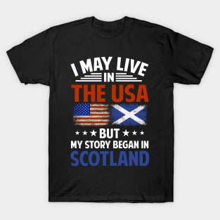 Vintage Scotland And American Flags Scottish American T-Shirt